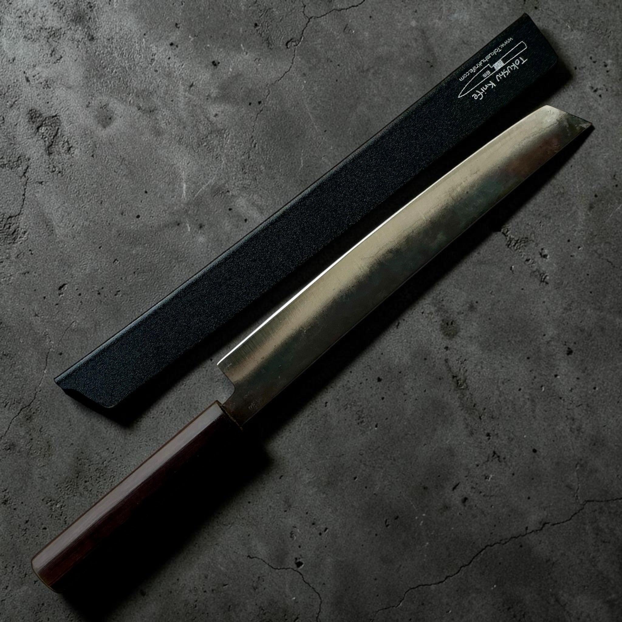 Dao Vua V3 52100 Kurouchi Sujihiki 270mm with blade guard - reverse side