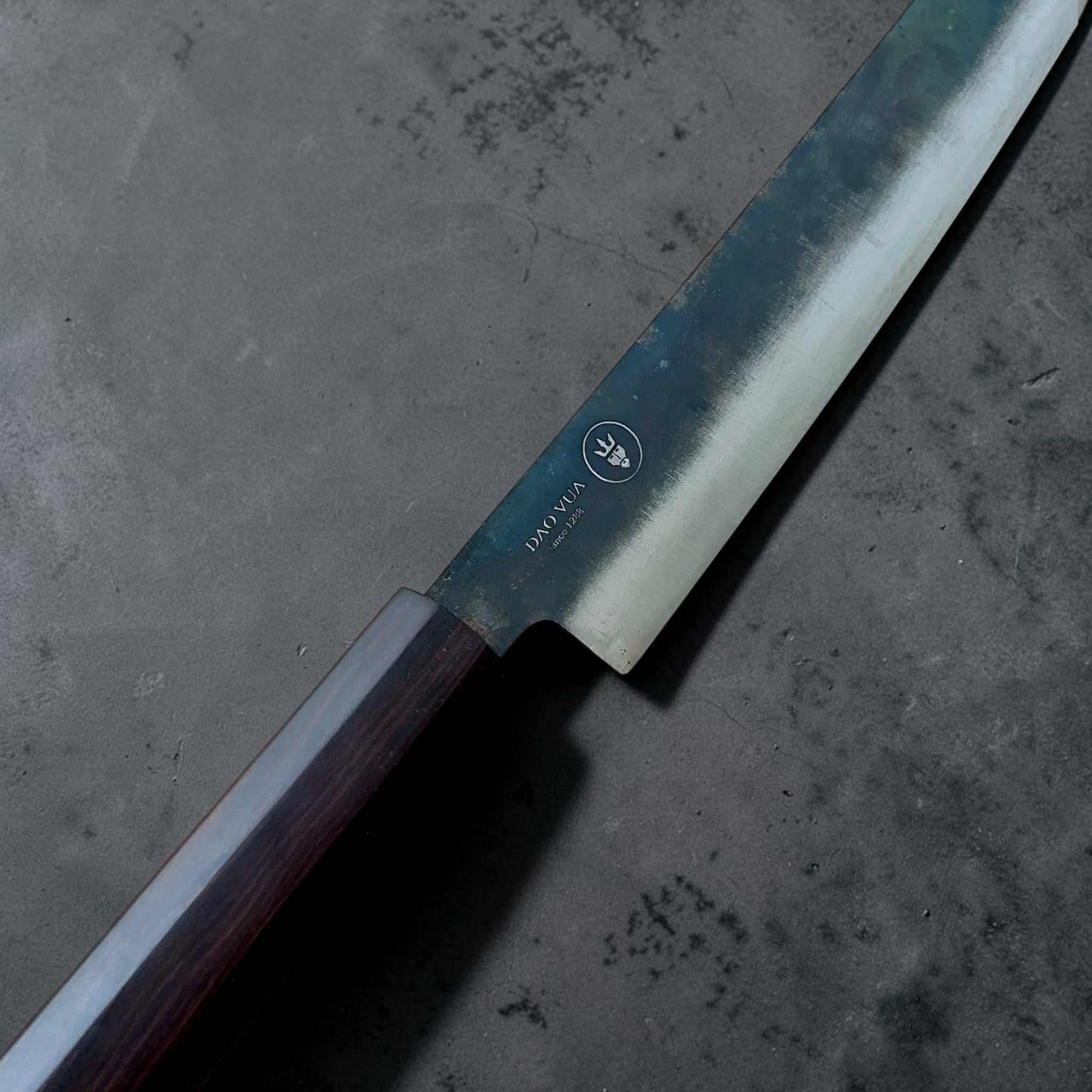 Dao Vua V3 52100 Kurouchi Sujihiki 270mm - Dao Vua maker mark and mono ebony handle