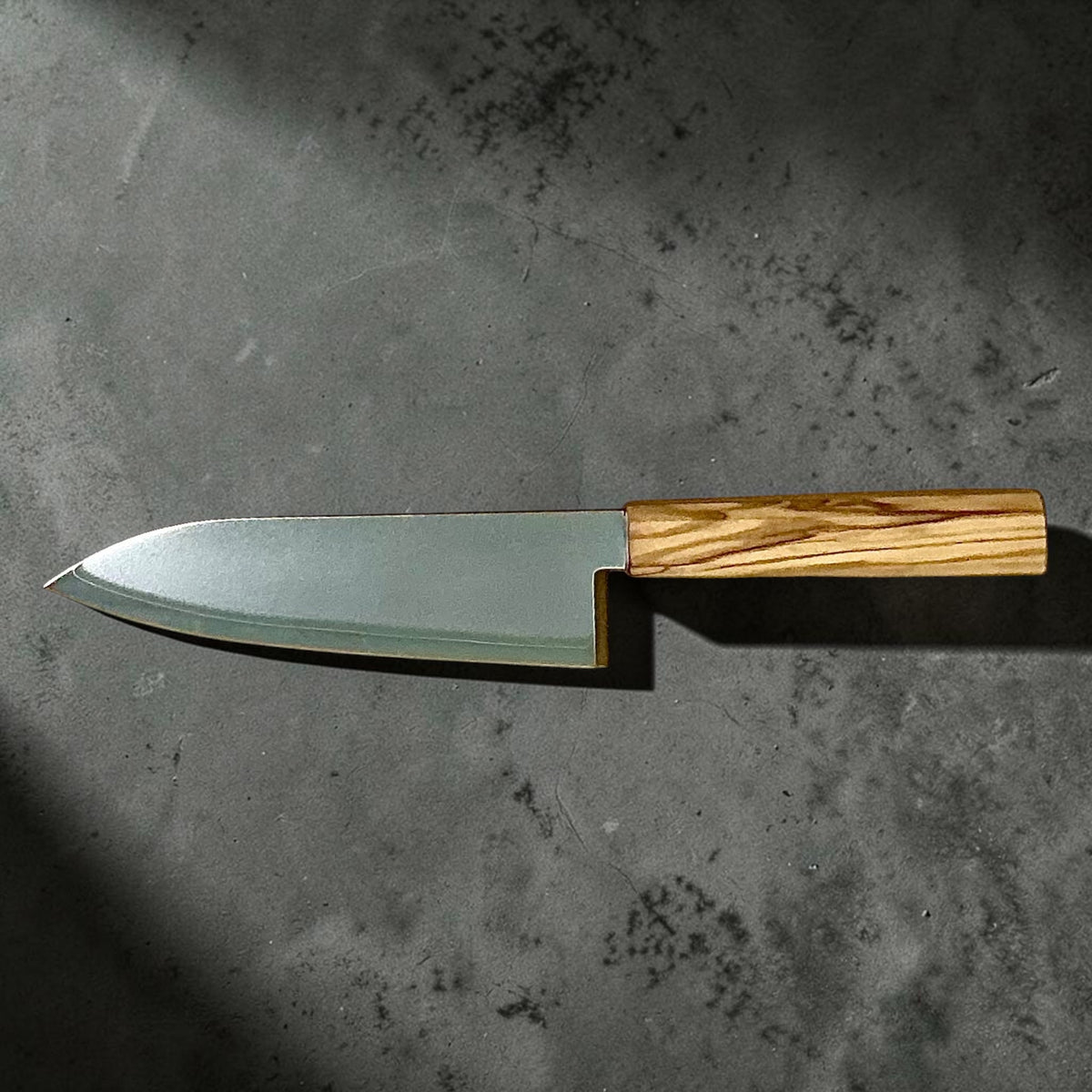Hatsukokoro Kaijin santoku 180mm full length with mono olive wood handle