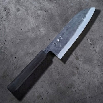 Hatsukokoro Kurogane Blue #2 kurouchi santoku 165mm with mono ebony handle
