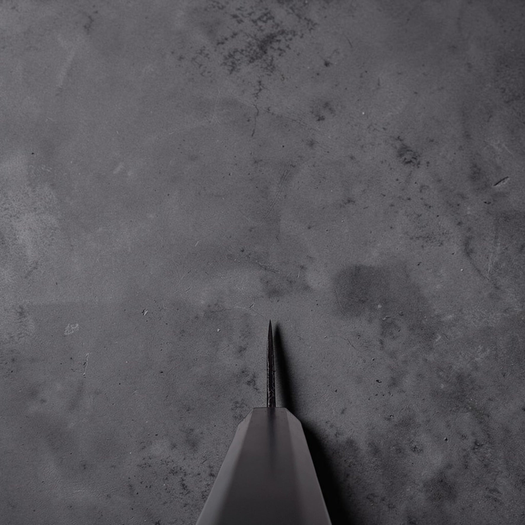 Spine view of the Hatsukokoro Kurogane honesuki showing its sturdy distal taper