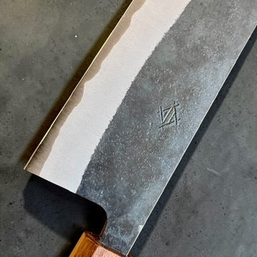 Shotaro Imai maker mark on the Aogami Super Kurouchi Gyuto 210mm