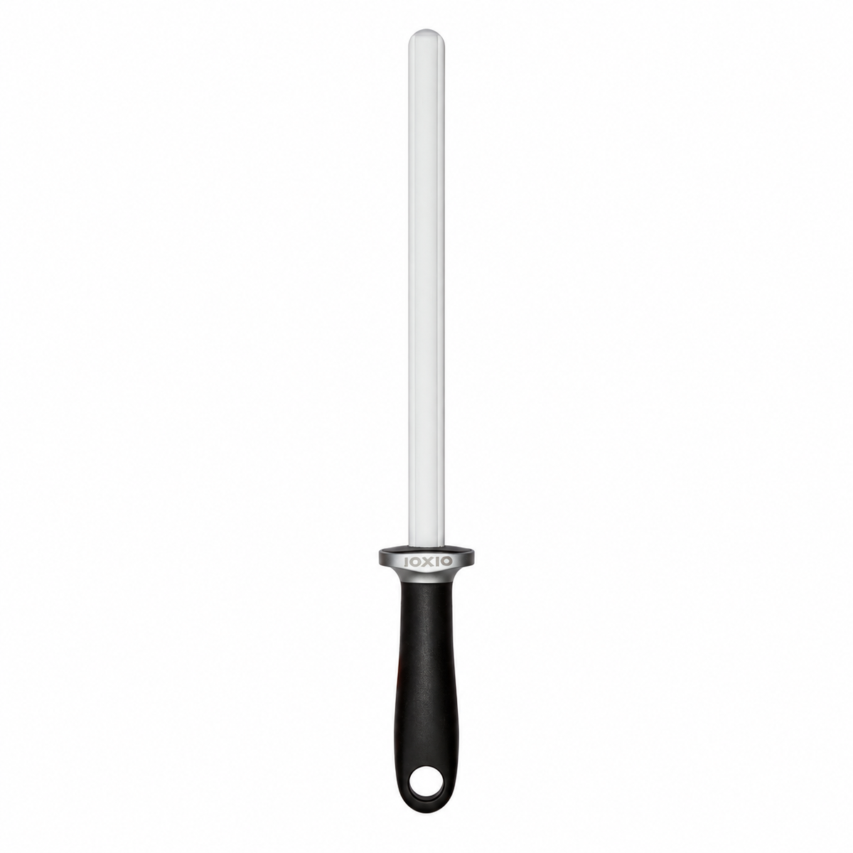 Full-length IOXIO White Oval 26 cm ceramic sharpening rod with black handle
