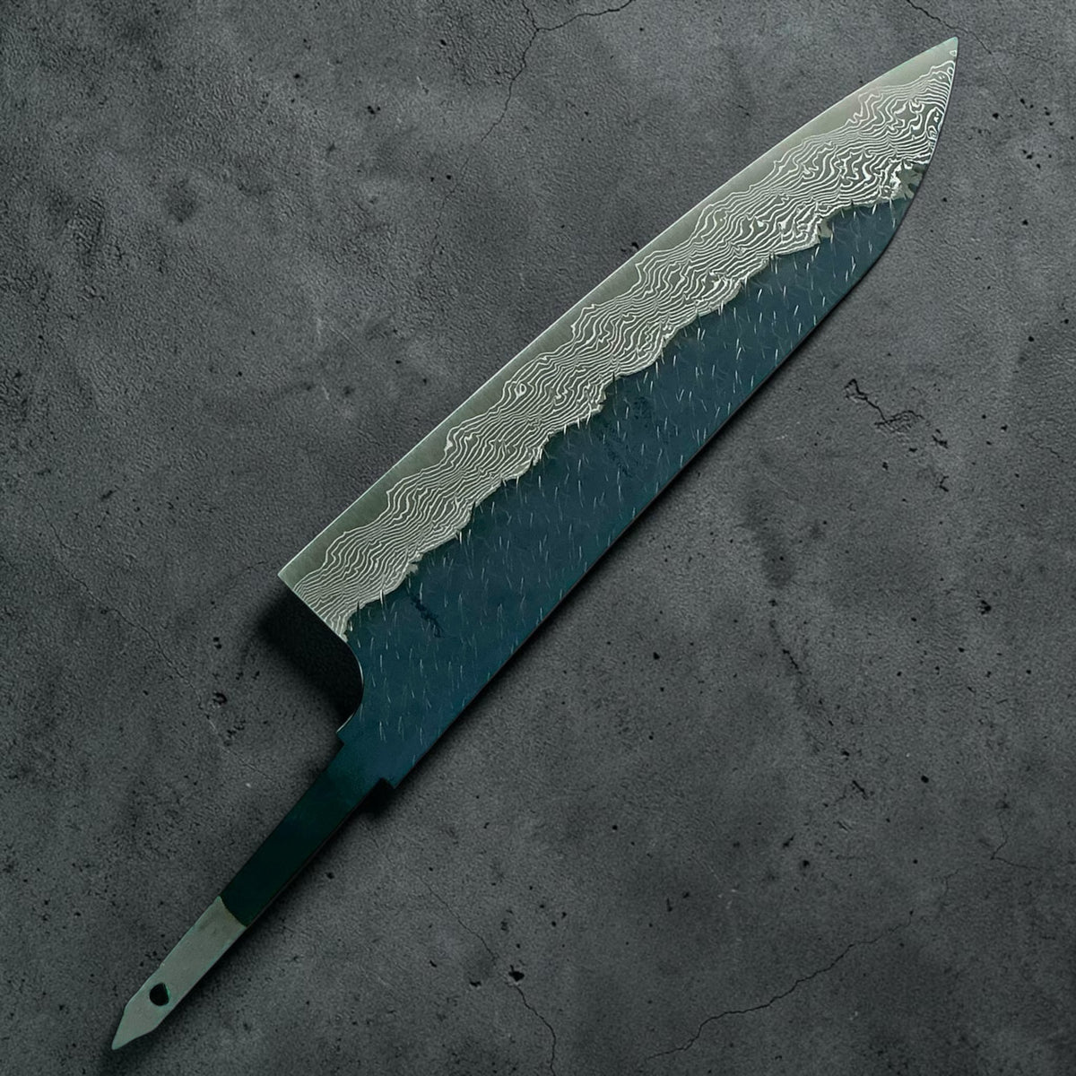 Nigara SG-STRIX Kurouchi Damascus Gyuto 210mm, lame seule, verso #handle_blade only