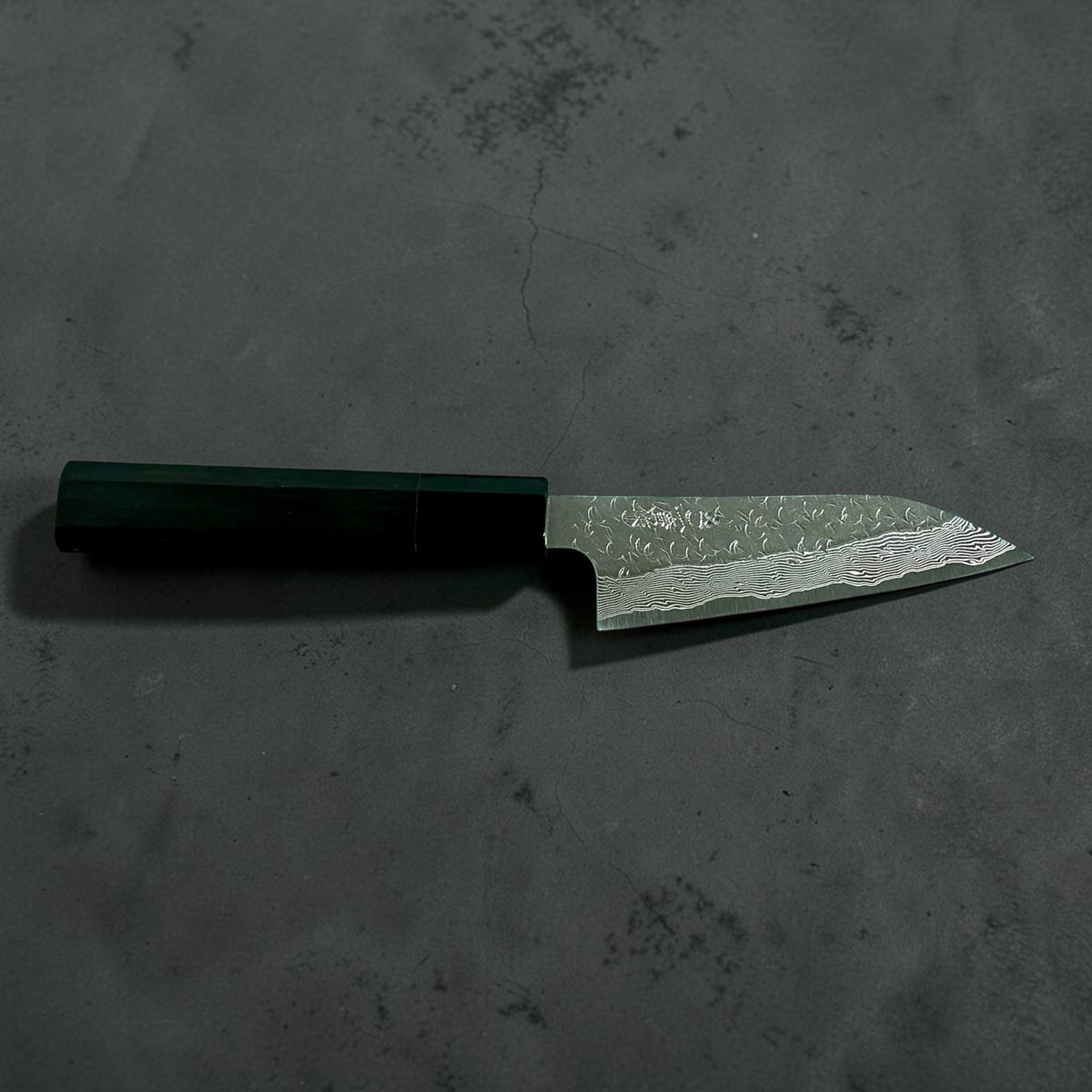 Nigara STRIX Petty 125 mm met handvat van massief ebbenhout & hoorn, zijprofiel #handle_mono ebony & horn