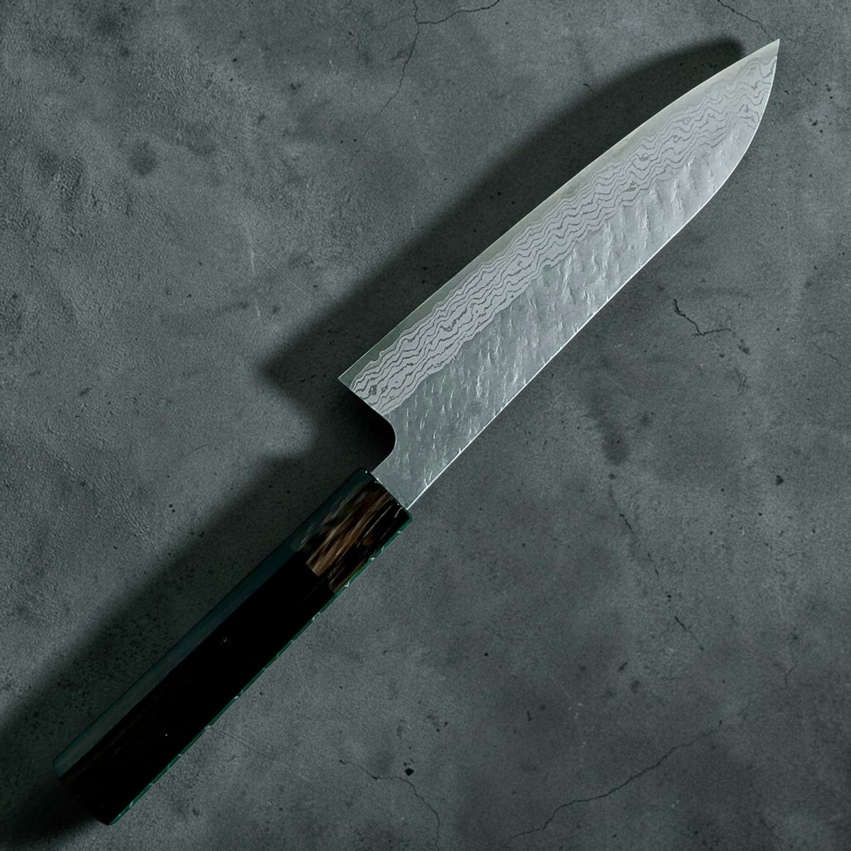 Nigara VG10 Gyuto 210mm, ebano e corno, vista posteriore #handle_ebony & horn