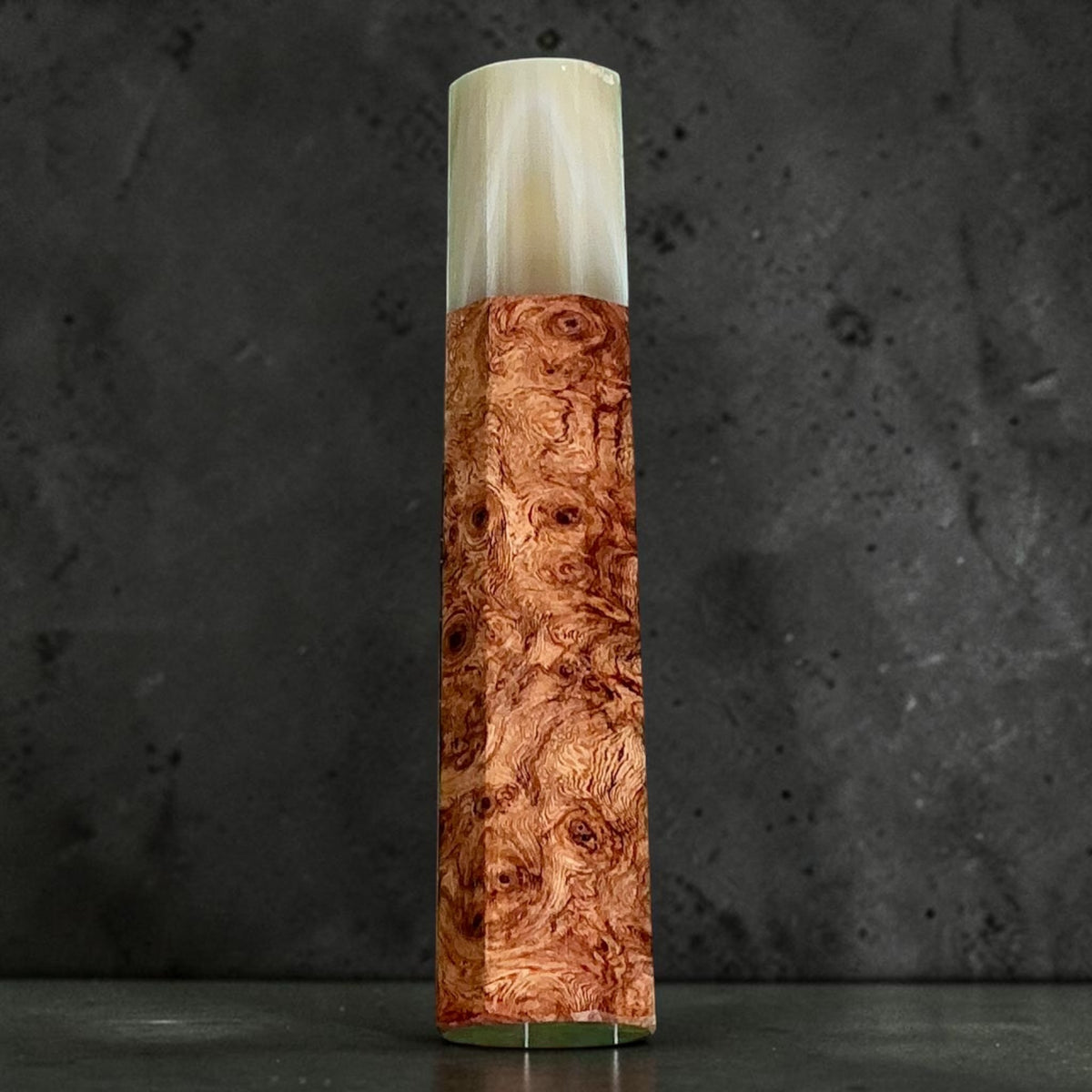 Rosewood and horn wa handle No. 10, 116 mm, golden copper grain and pale cream horn #handle_no. 10 - 116 mm