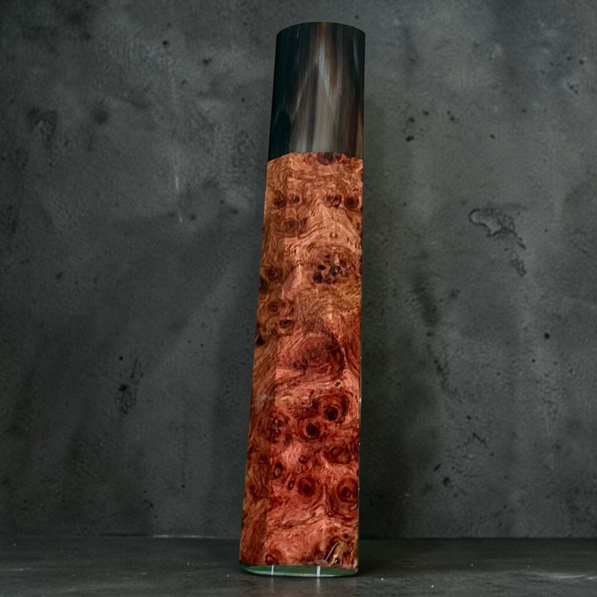 Rosewood and horn wa handle No. 4, 128 mm, red copper grain and dark striped horn #handle_no. 4 - 128 mm