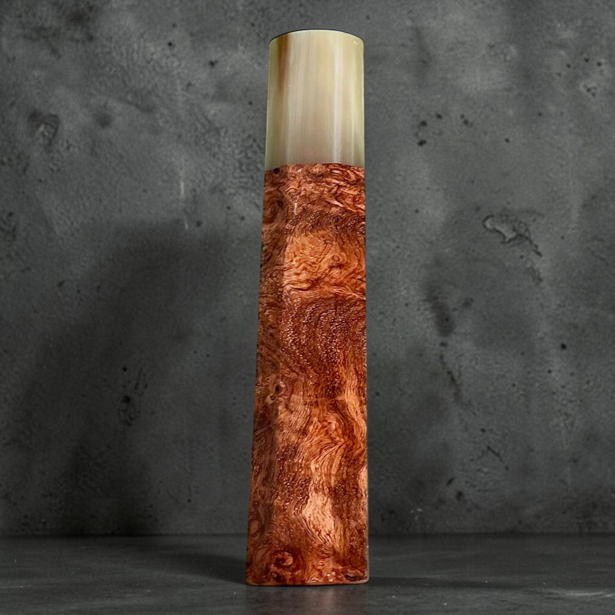 Rosewood and horn wa handle No. 8, 116 mm, copper coloured flowing grain and softly shaded cream horn #handle_no. 8 - 116 mm