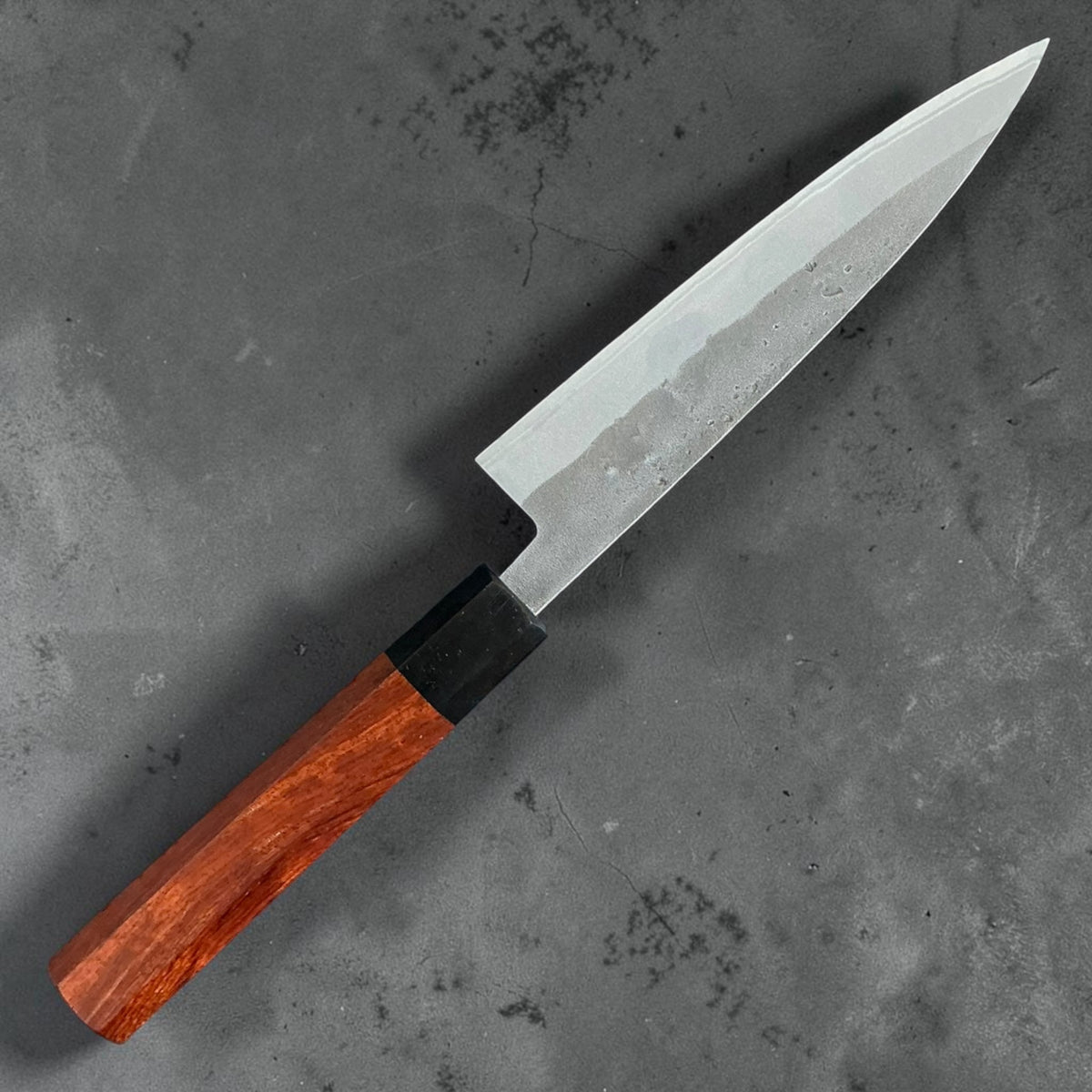 Tokushu Knife Blue No. 2 Nashiji Hiraki 165 mm with rosewood and ebony wa handle, reverse side #handle_rosewood & ebony