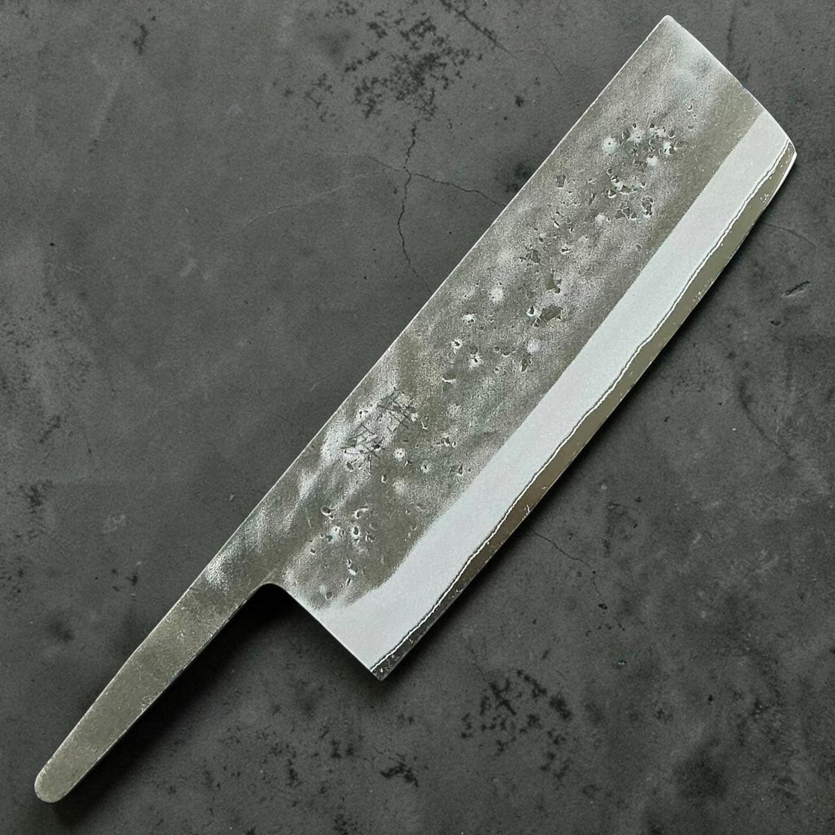 Tokushu Knife stainless clad Blue No. 2 Nashiji Nakiri 165mm — blade only, front view #handle_blade only