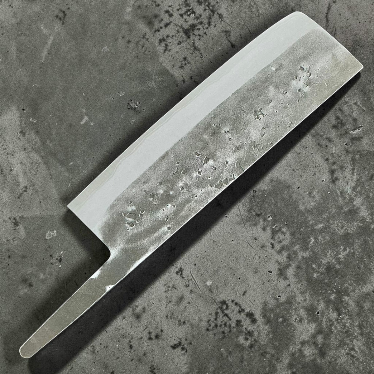 Tokushu Knife stainless clad Blue No. 2 Nashiji Nakiri 165mm — blade only, reverse view #handle_blade only