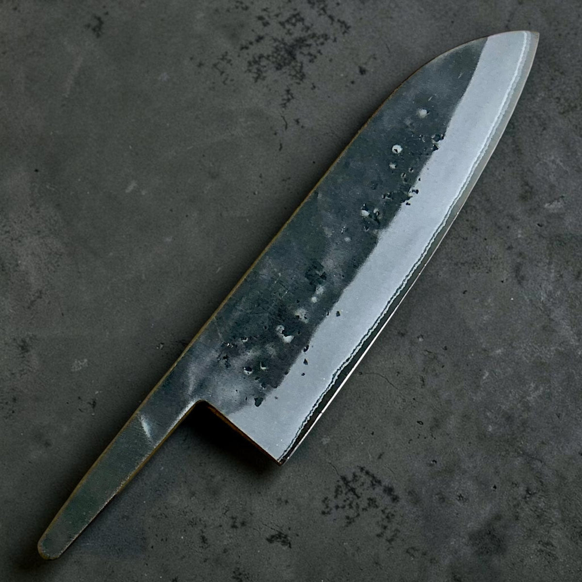 Tokushu Knife stainless clad Blue #2 Nashiji Santoku 165 mm blade only with exposed tang