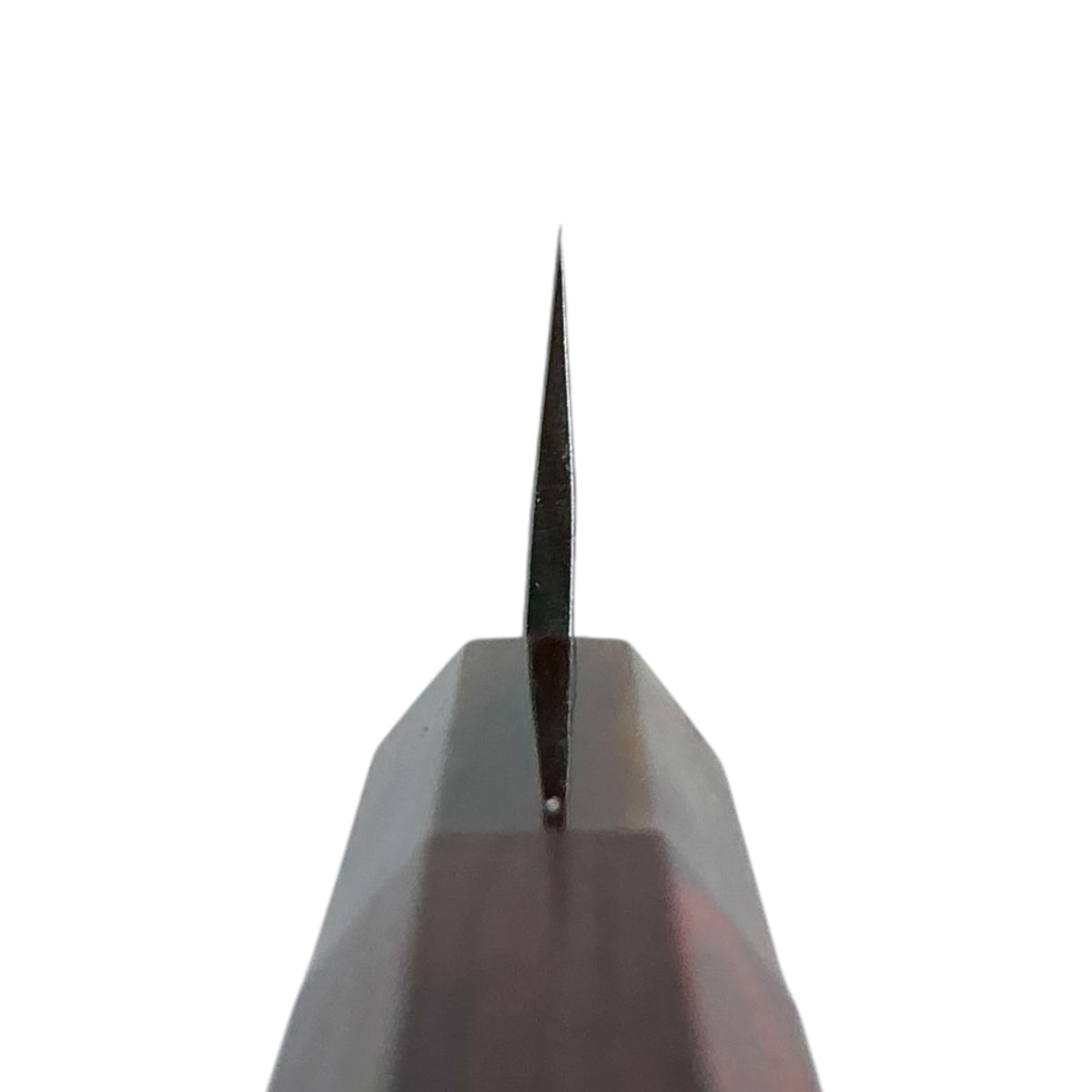 Tokushu Knife Hammertone SLD Petty 135mm, palissander & buffelhoorn, choil-aanzicht #handle_rosewood & buffalo horn