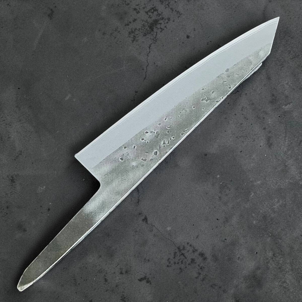 Tokushu Knife Honesuki 150mm Nashiji Blue No. 2, blade only, reverse view #handle_blade only