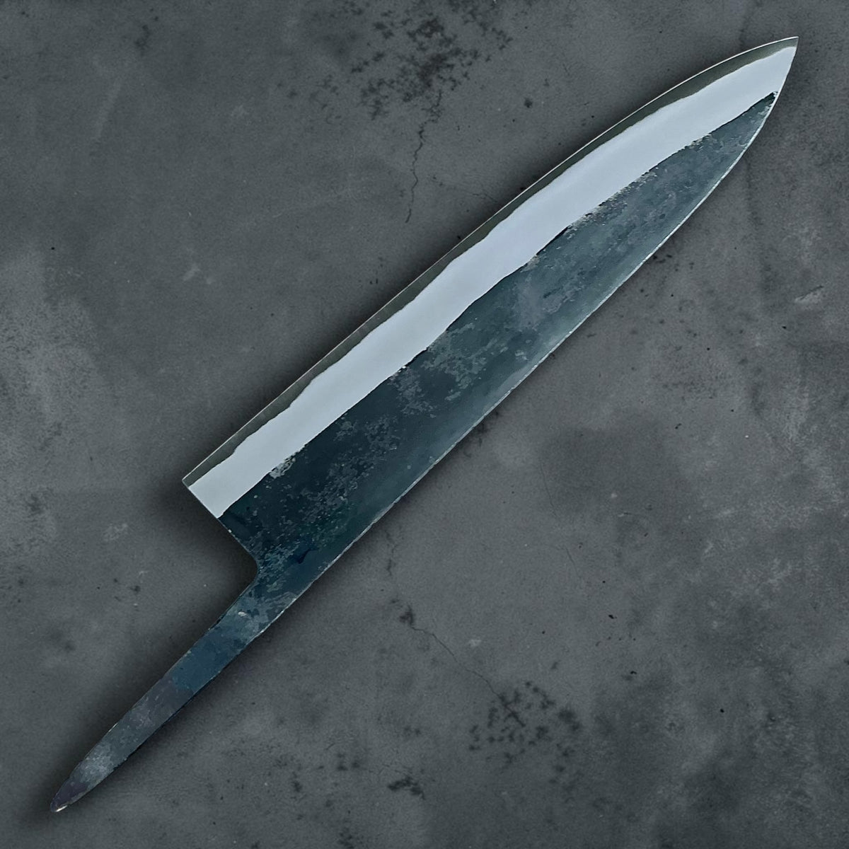 Tokushu Knife White No. 2 iron clad forged finish Gyuto 240 mm, blade only, bare blade reverse #handle_blade only