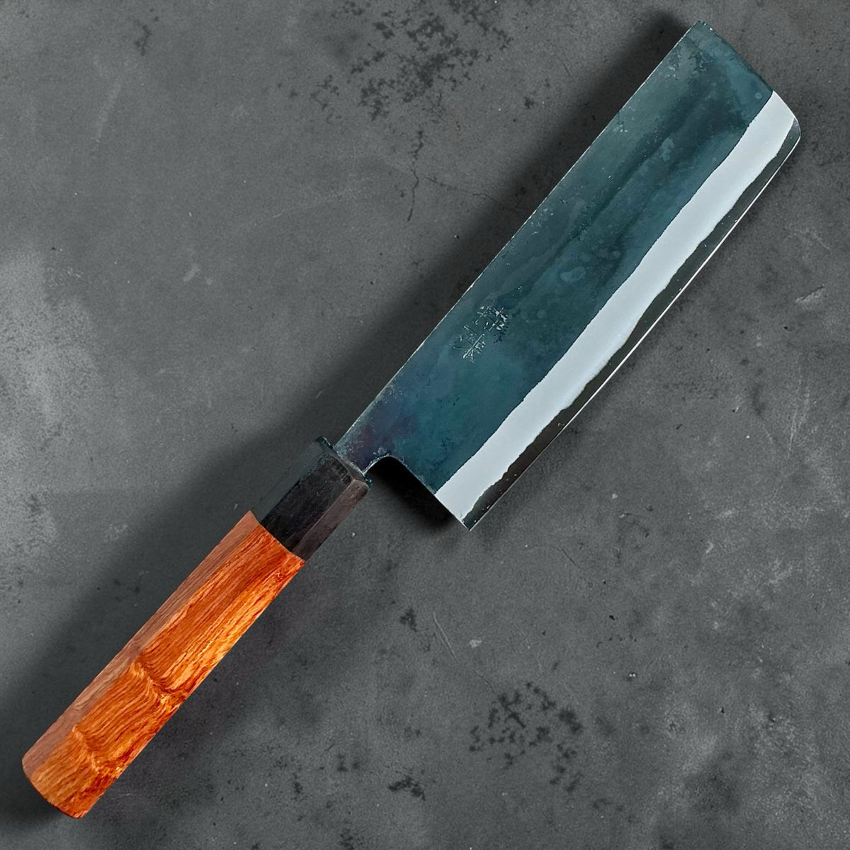 Tokushu Knife White No. 2 iron clad forged finish Nakiri 165 mm, rosewood & ebony, full knife #handle_rosewood & ebony