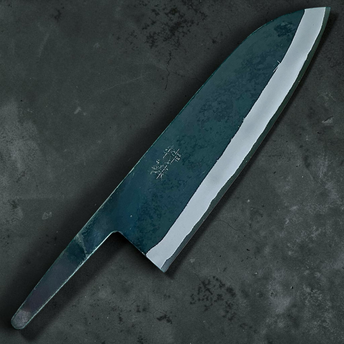 Tokushu Knife White No. 2 iron clad forged finish Santoku 165 mm, blade only, bare blade front #handle_blade only
