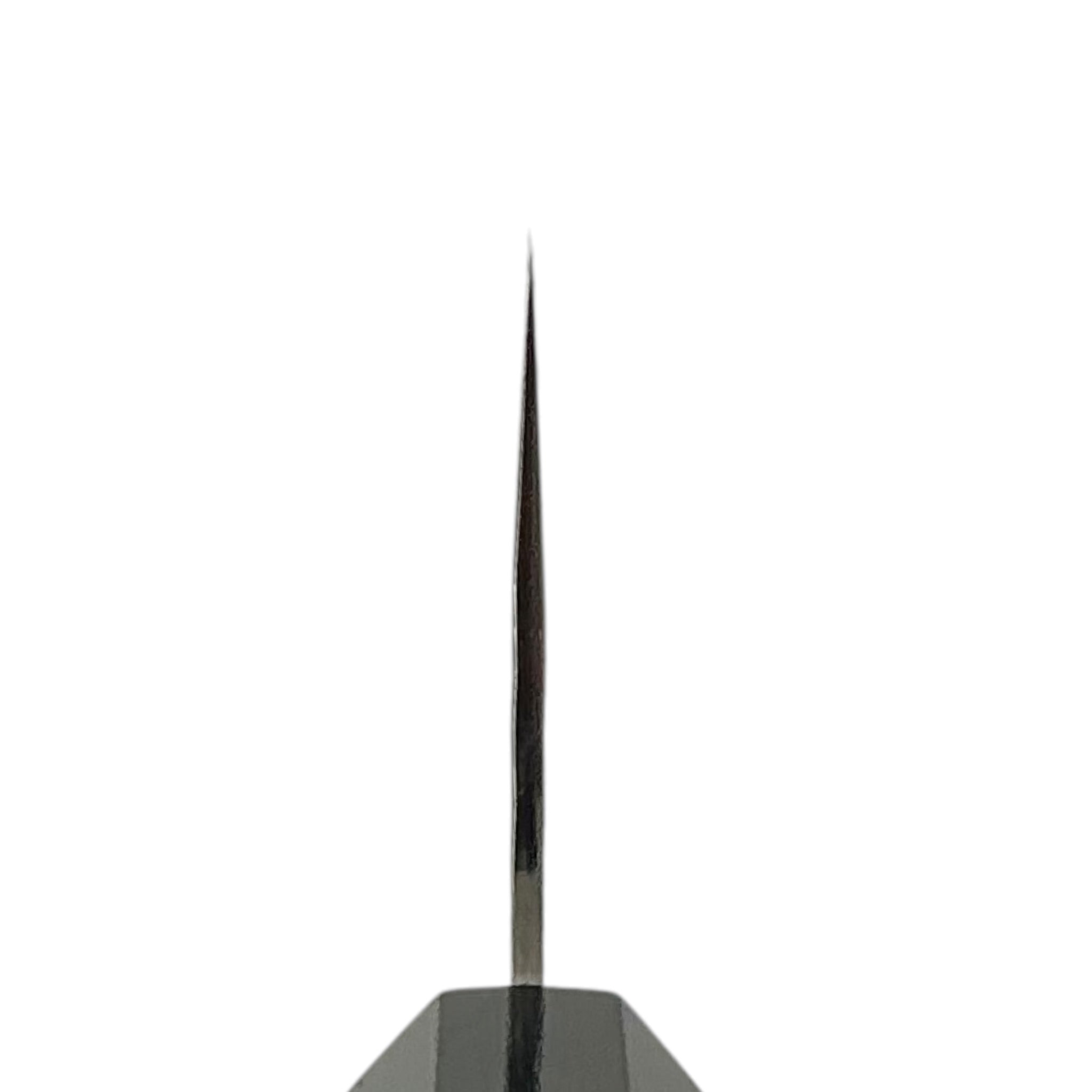 Spine view showing the thin geometry of Yu Kurosaki Kokusen AS Nakiri 155mm
