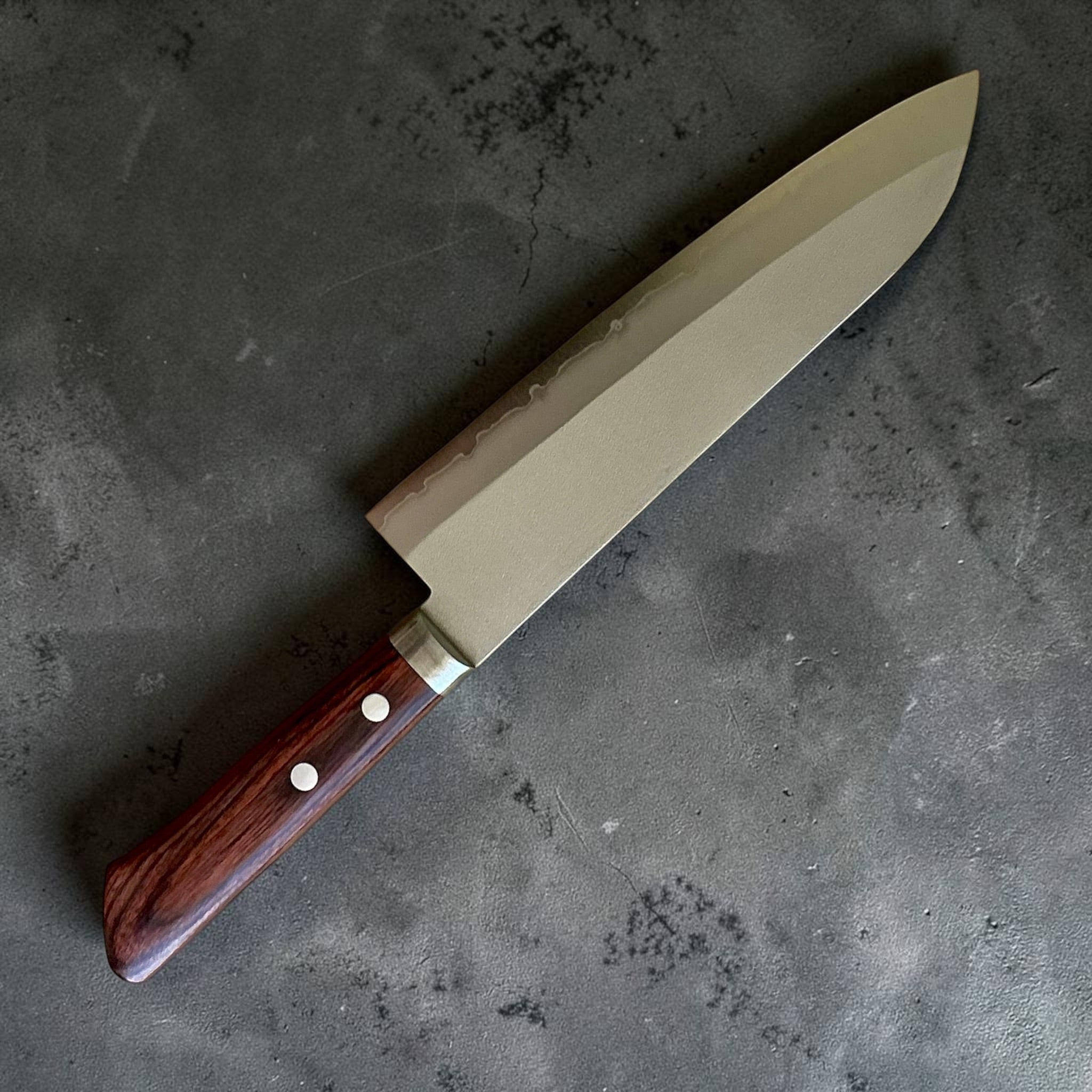 Masutani VG-1 Nashiji Gyuto 180mm, opposite blade face and handle detail