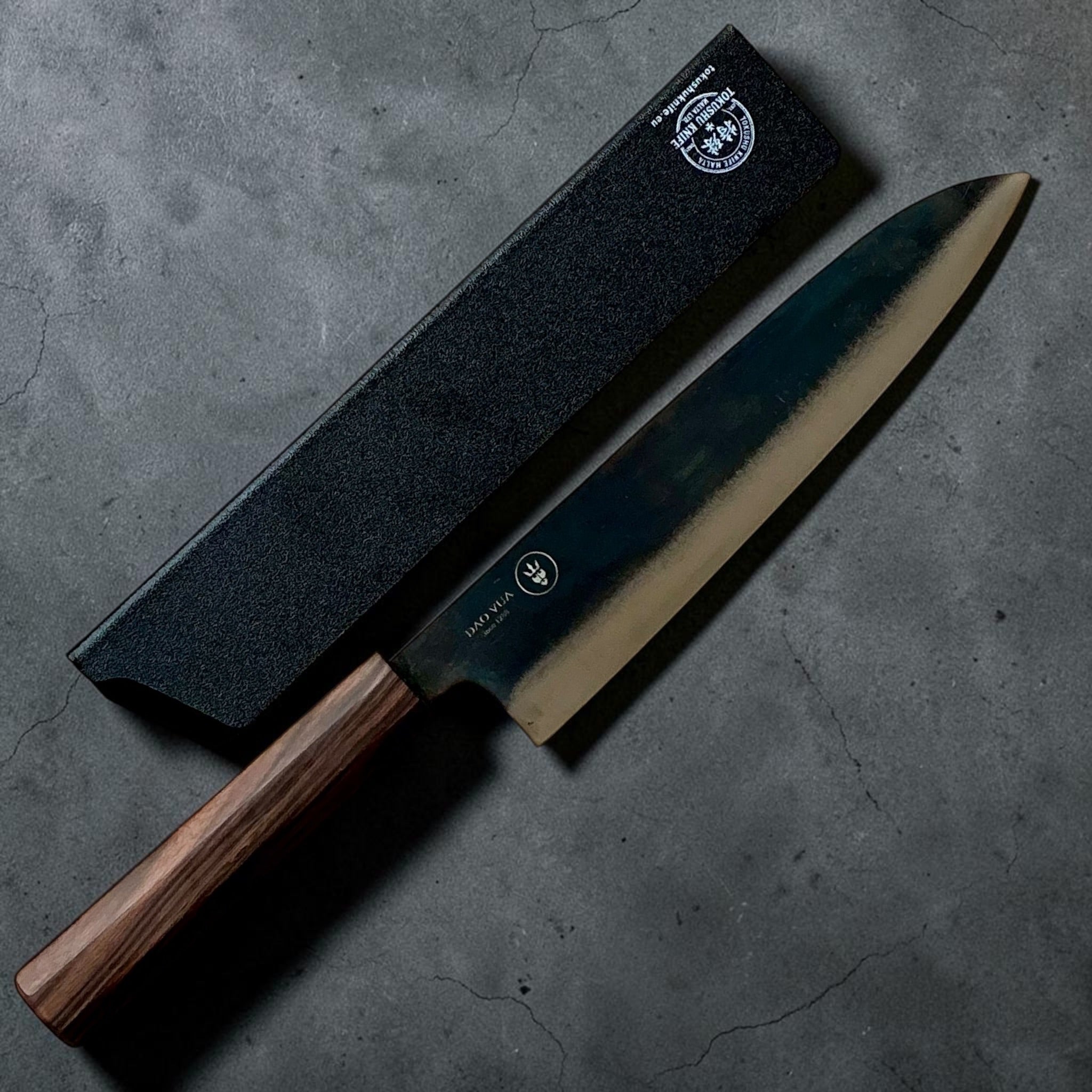 Dao Vua V3 52100 Kurouchi Gyuto 210mm with blade guard