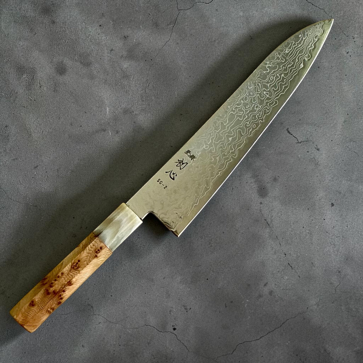 Hatsukokoro Ryuhyo SG2 Damascus Migaki Gyuto 210mm