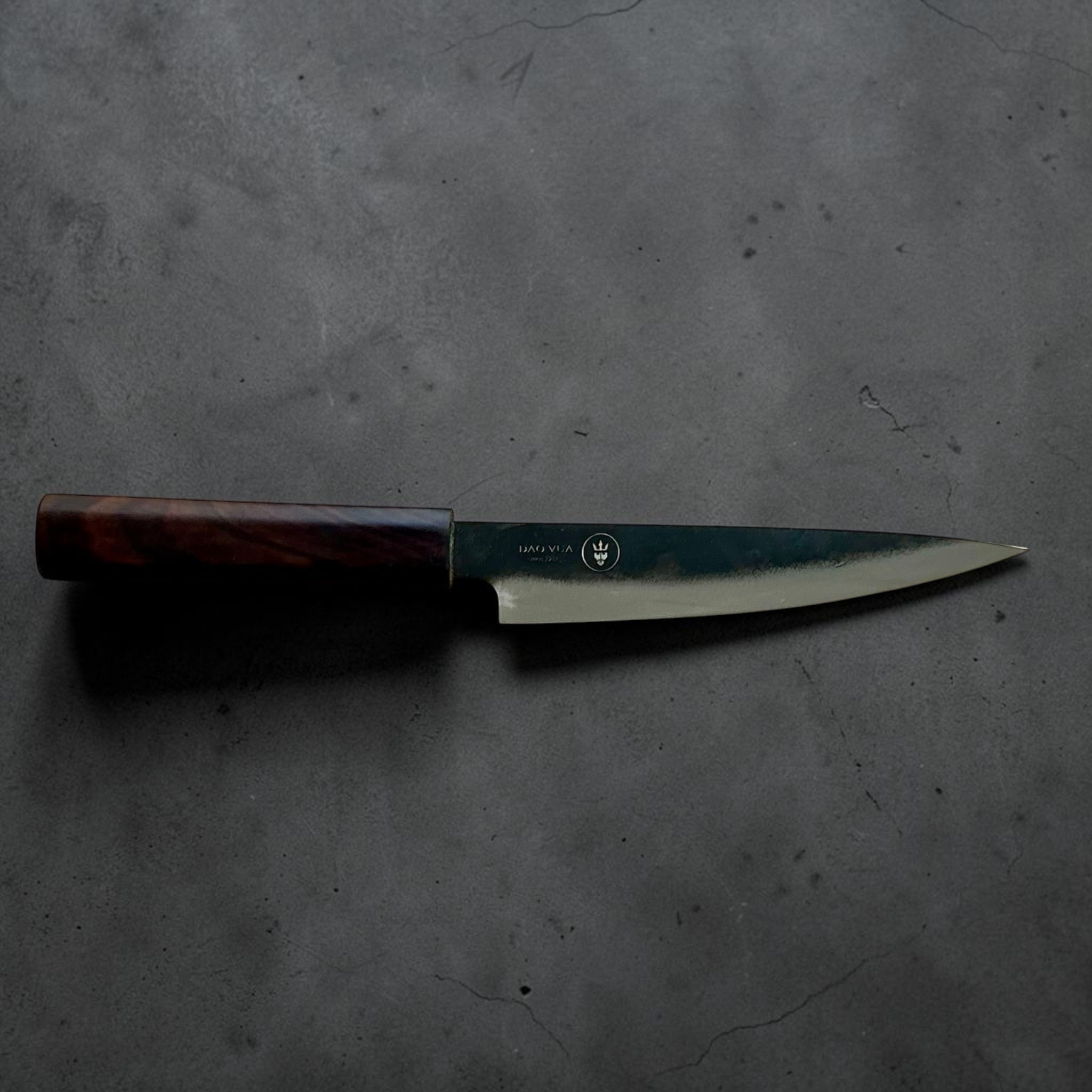 Dao Vua V3 52100 Kuro Tsuchime Petty 150mm with mono ebony handle - full profile