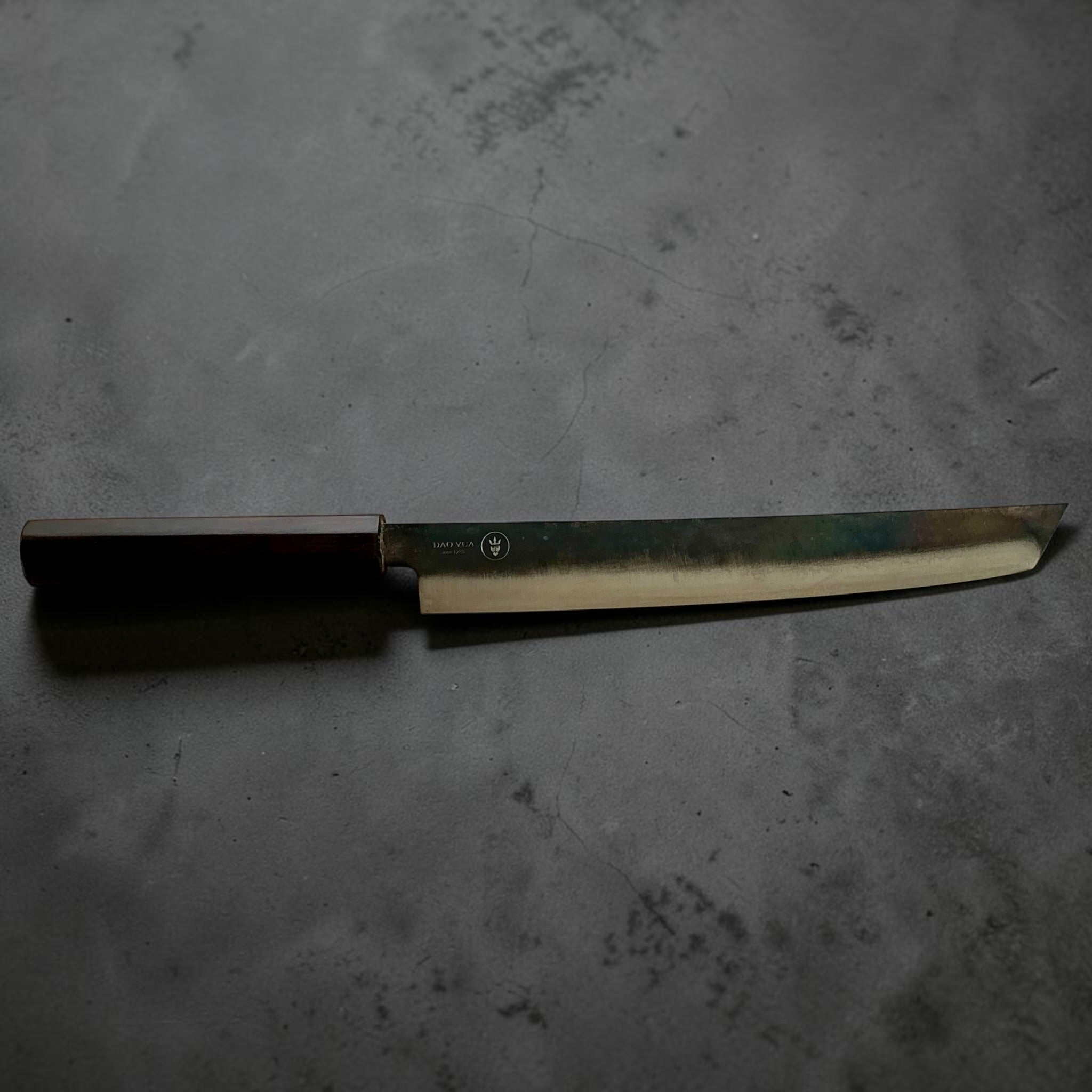 Dao Vua V3 52100 Kurouchi Sujihiki 270mm with mono ebony handle - full profile