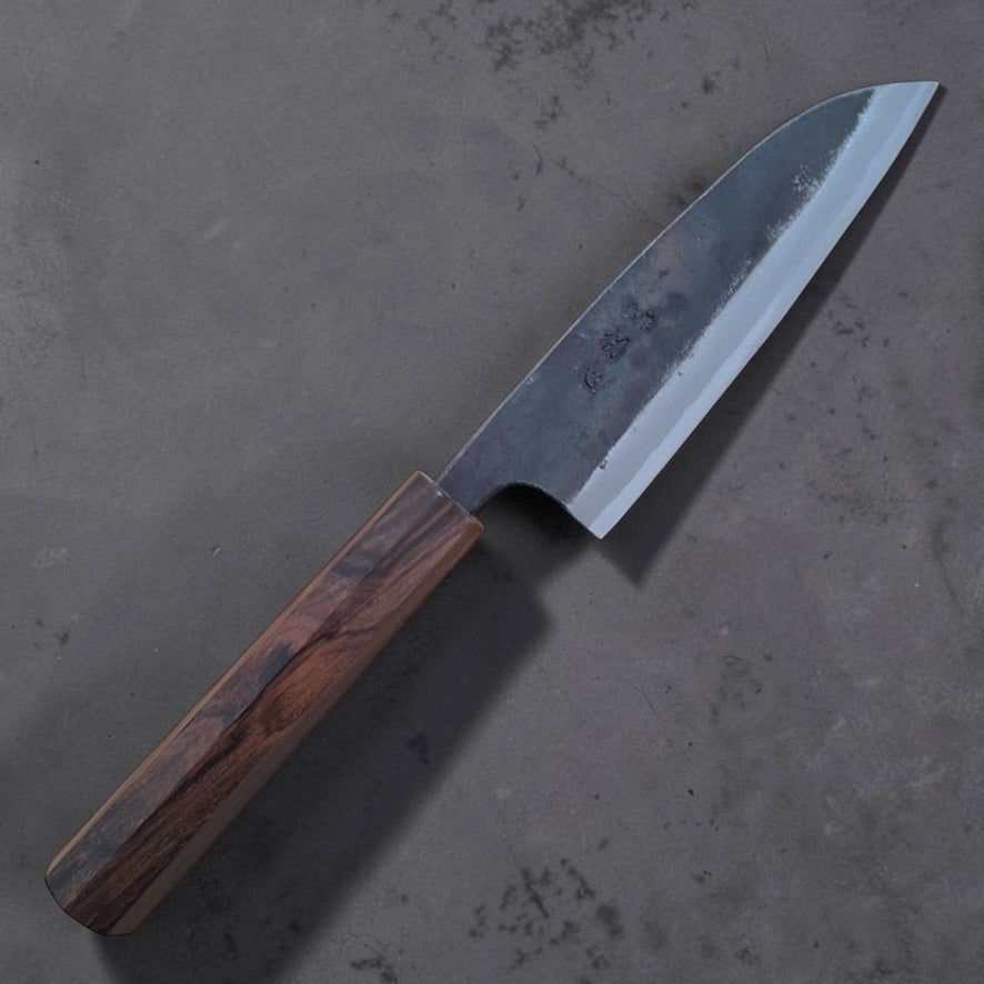 Hatsukokoro Kokugei Blue #1 Kurouchi Petty 120mm with mono ebony handle