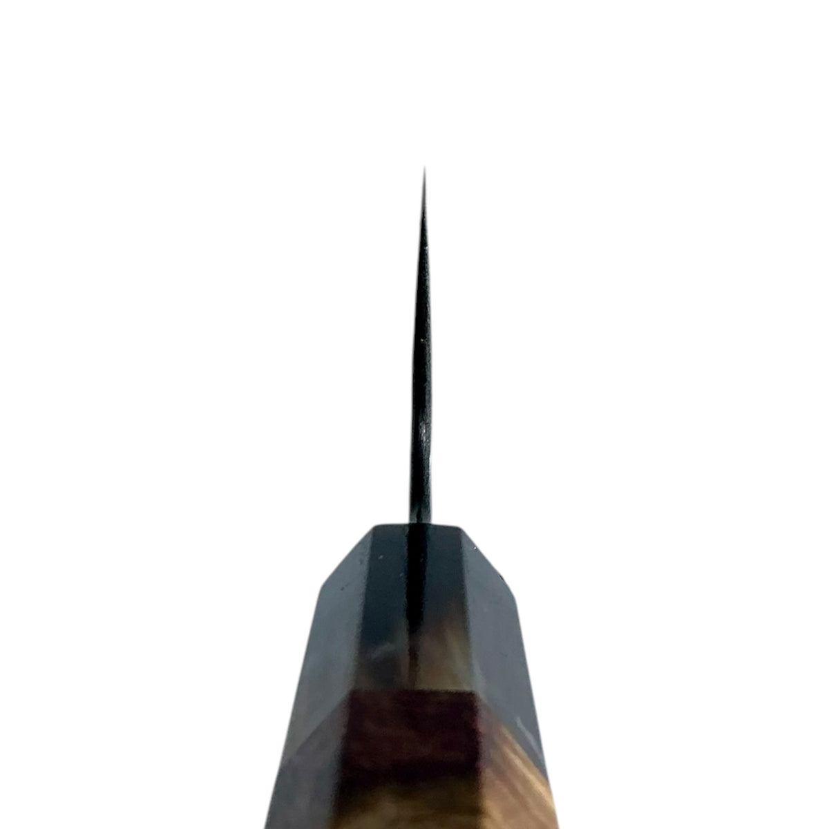 Nigara VG10 Gyuto 210mm, Amboyna & corno contrasto No. 1, geometria del choil e della lama #handle_amboyna & horn contrast no. 1