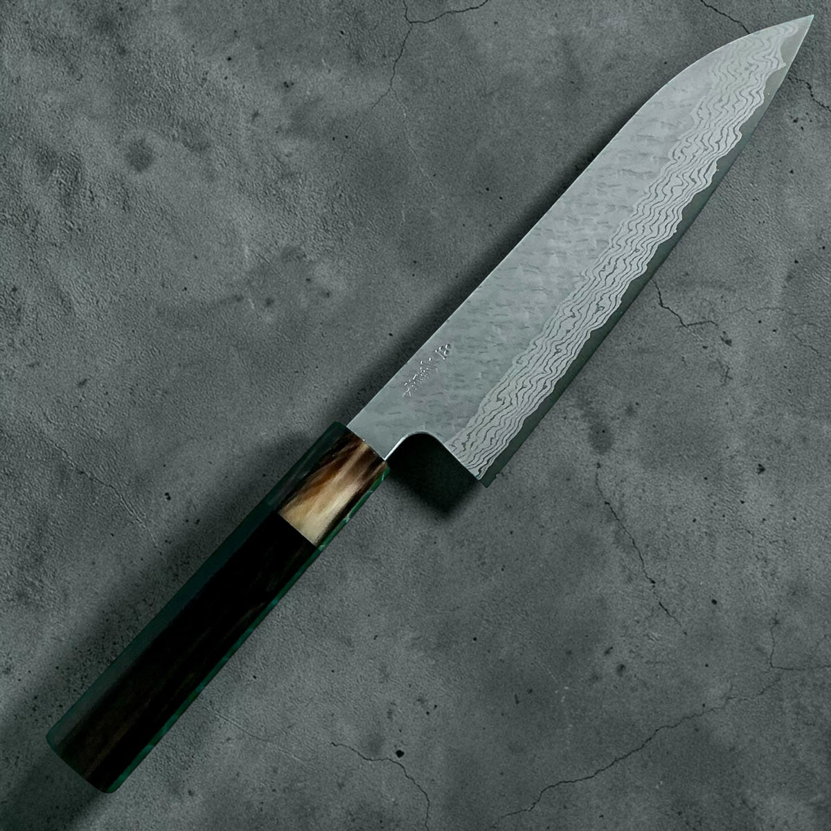 Nigara VG10 Gyuto 210mm, ebano e corno, vista principale #handle_ebony & horn