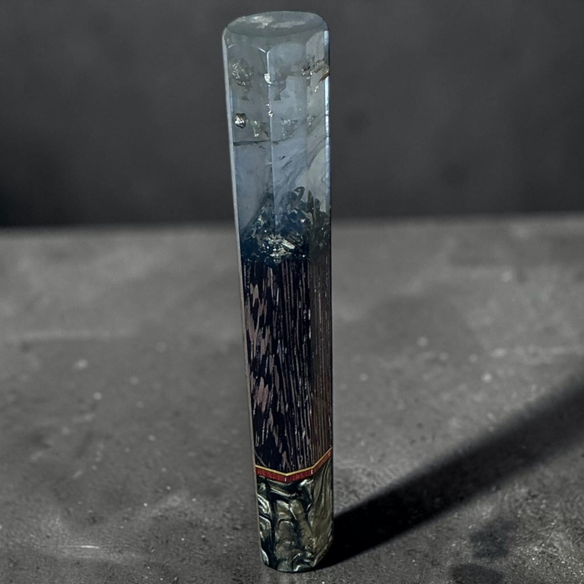 Prisma Knife custom wa handle — Smoky Gold clear resin and dark wood