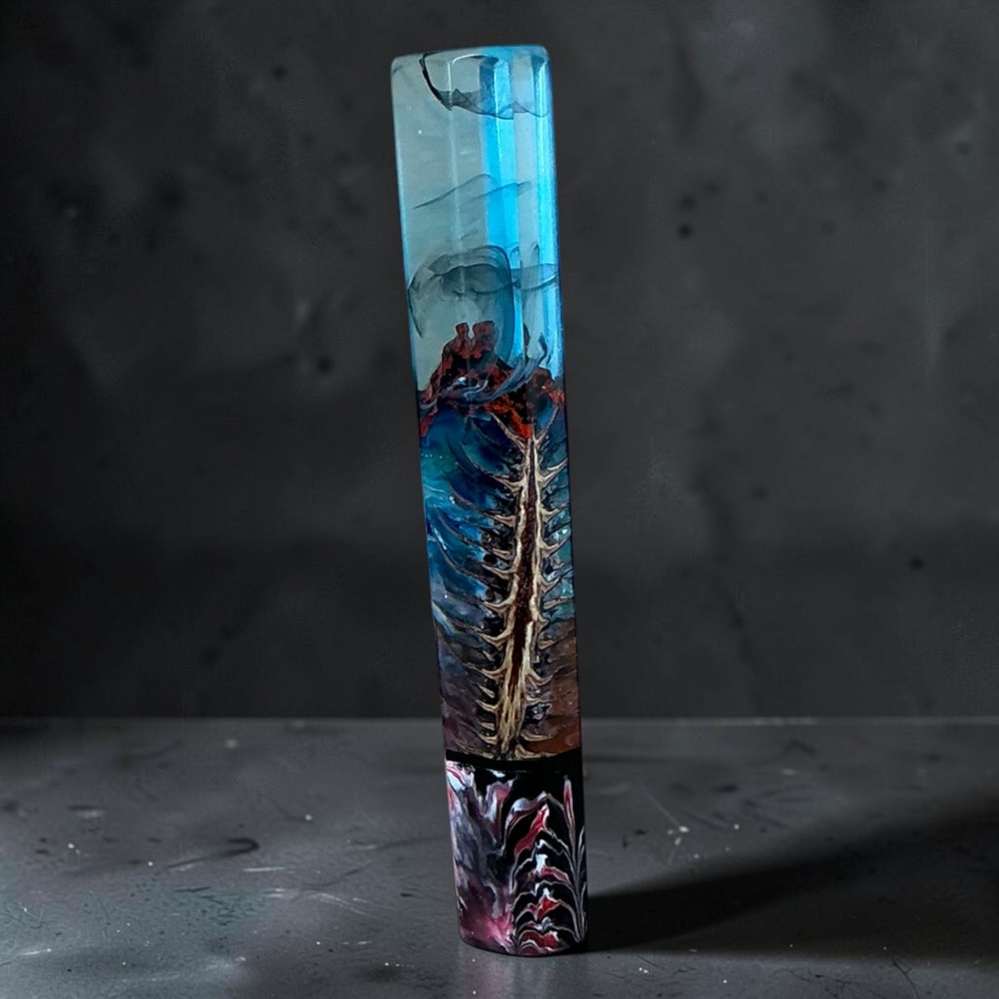 Prisma Knife custom wa handle — Midnight Tree blue resin artwork
