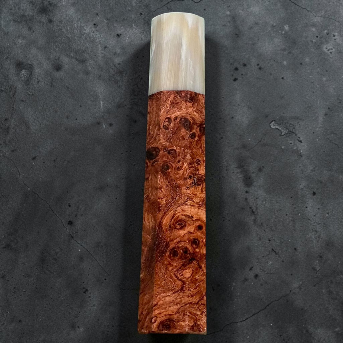 Rosewood and horn wa handle No. 3, 128 mm, reddish amber grain and pale cream horn #handle_no. 3 - 128 mm