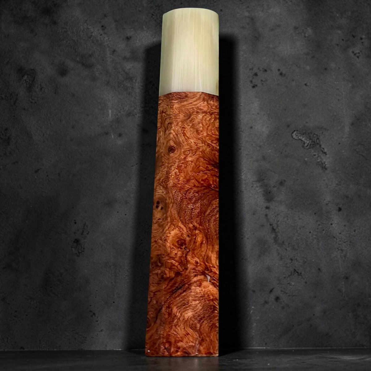 Rosewood and horn wa handle No. 5, 128 mm, golden amber flowing grain and light cream horn #handle_no. 5 - 128 mm