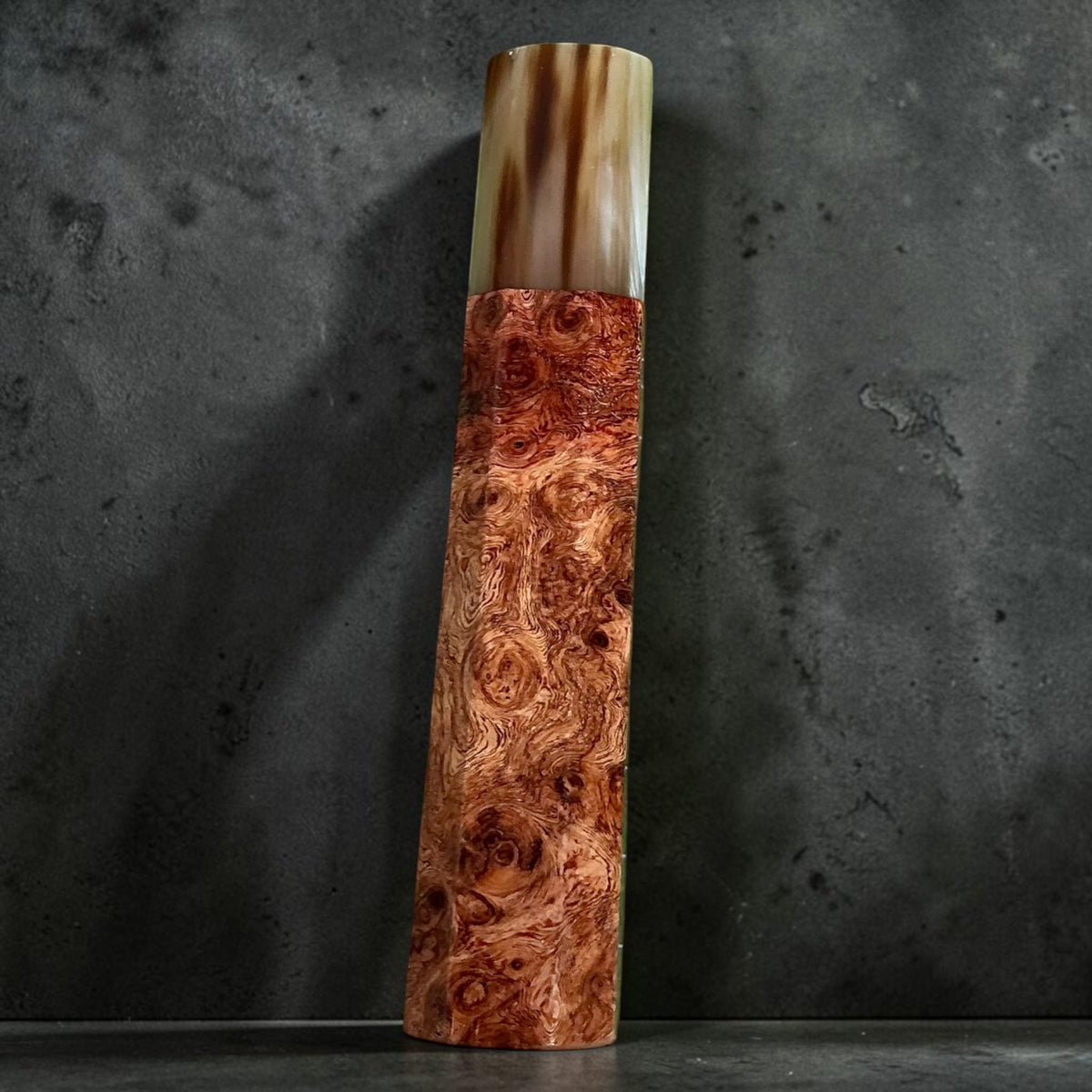 Rosewood and horn wa handle No. 9, 116 mm, amber eye figured grain and brown striped cream horn #handle_no. 9 - 116 mm
