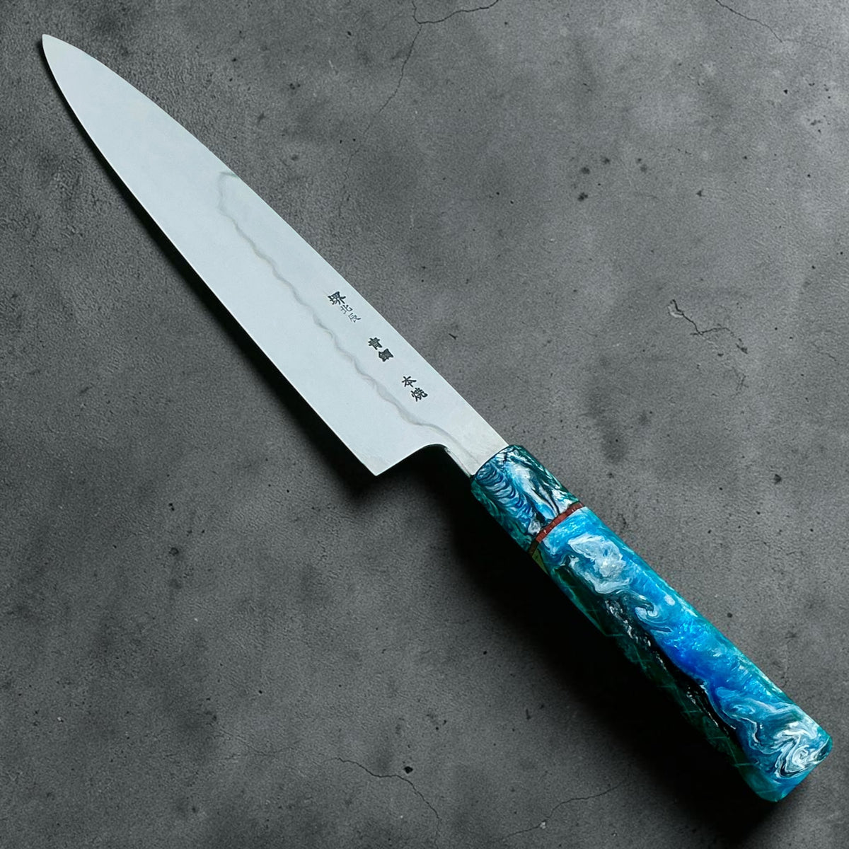 Sakai Hokushin Ikeda x Nomura Blue No. 2 oil-honyaki gyuto 245mm, full knife with blue Prisma handle #handle_prisma handle