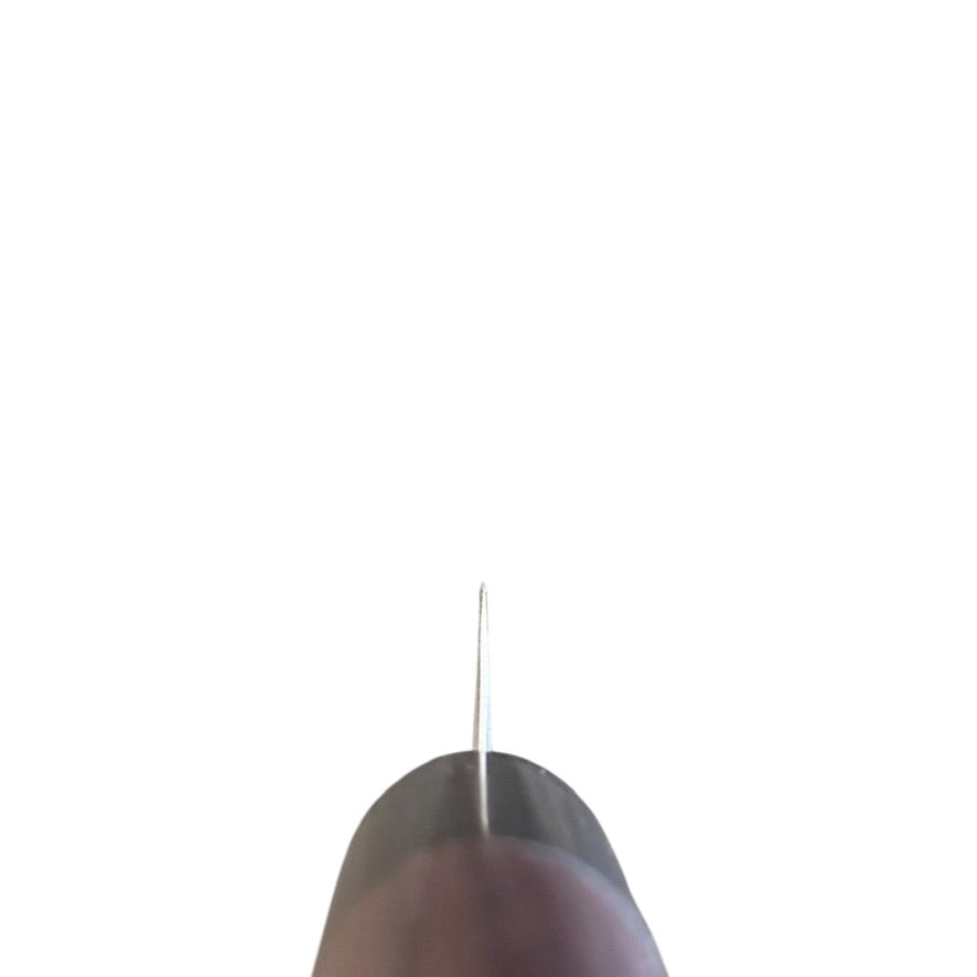 Choil view showing the thin grind of the Tokushu Aogami Super Migaki Petty 80mm
