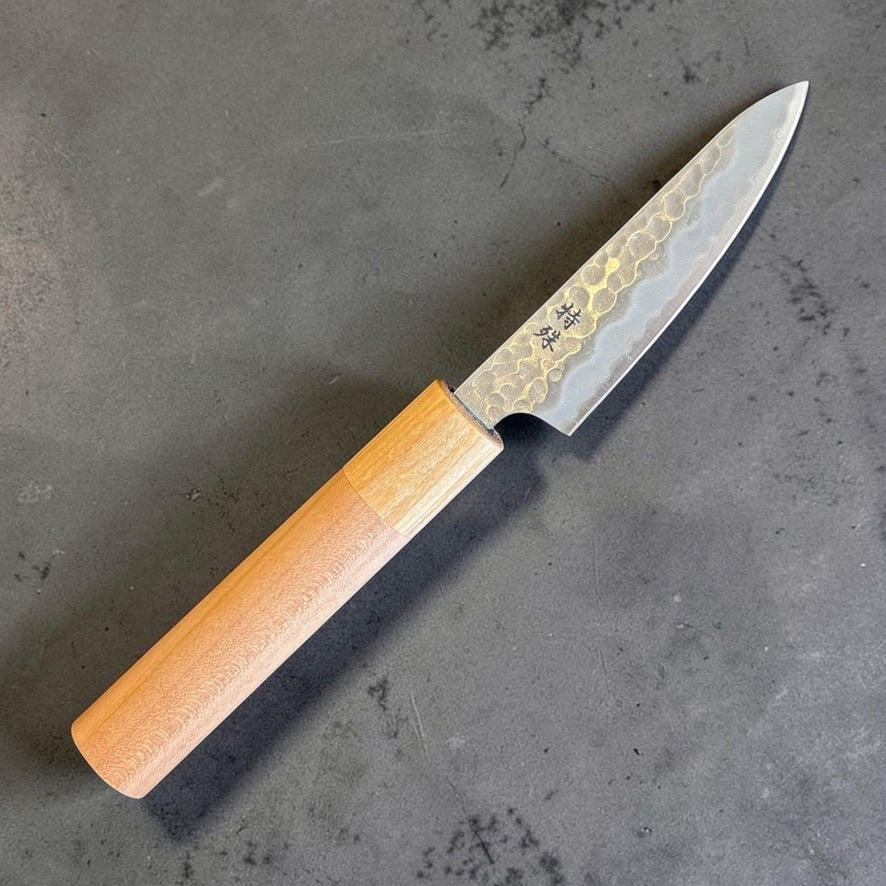 Tokushu Knife White #2 Tsuchime Petty 80mm with cherry wood wa handle